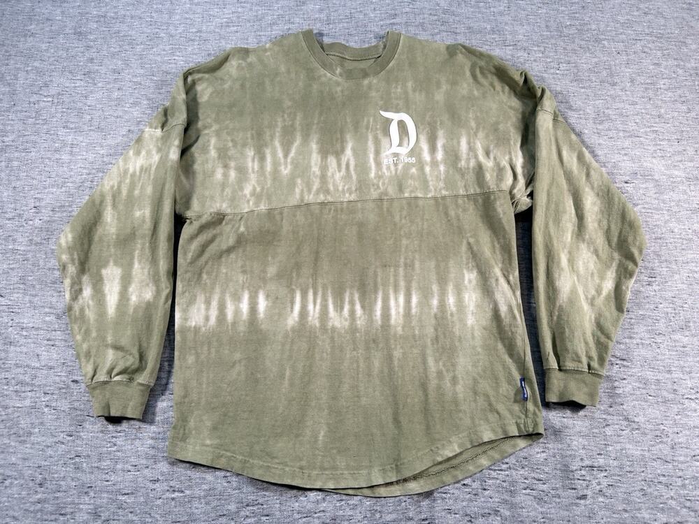 Disneyland Resort Spirit Jersey Adult Small Green Tie-Dye Long Sleeve Crewneck